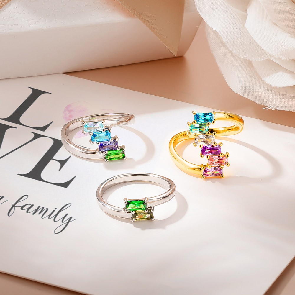 18K Gold-plated Ring With Green Crystal