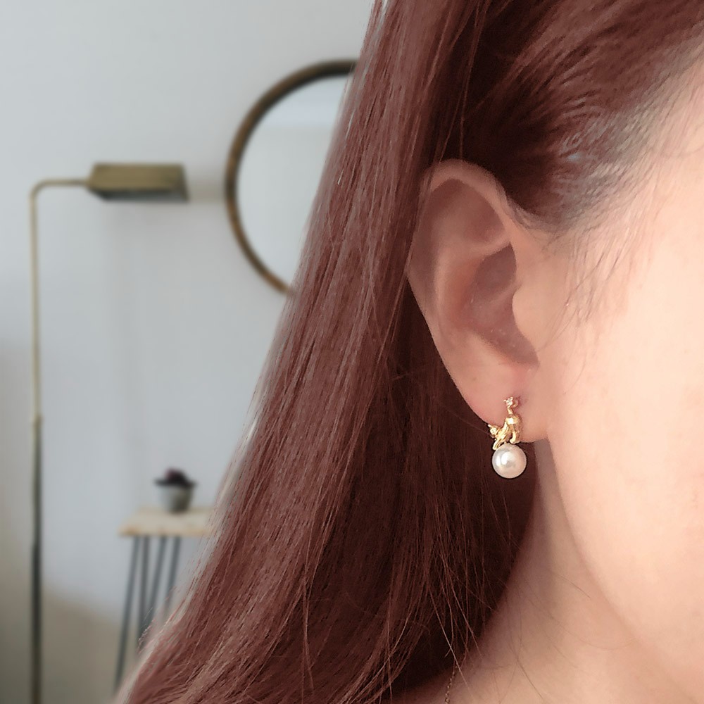 Unique Cute Cat Pearl Earrings, Asymmetric Pearl Earrings, Cute ...