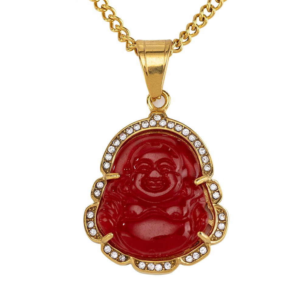 Multicolor Laughing Buddha Necklace, Jade Buddha Pendant, Stainless Steel 18K Gold Necklace, Birthday/Mother's Day Gift for Mom/Wife/Girlfriend/Friend