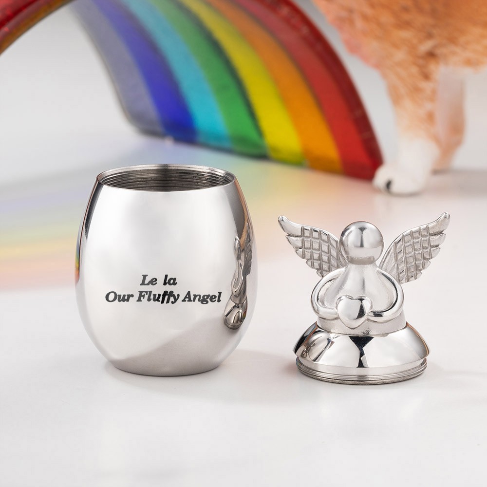 Personalized Angel Heart Pet Ashes Keepsake Urn Engraved Ashes Memory Gift with a Sympathy Card