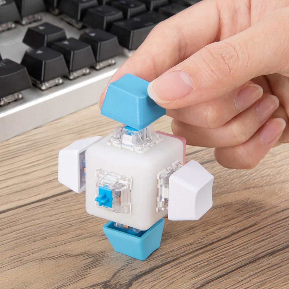 Tastatur Fidget Clicker Cube Fidget Toy Keycap Fidget Slider, Fidget Toy Sensory Fidget Cube, entspannendes Handgerät für Erwachsene, Angst, Stressabbau