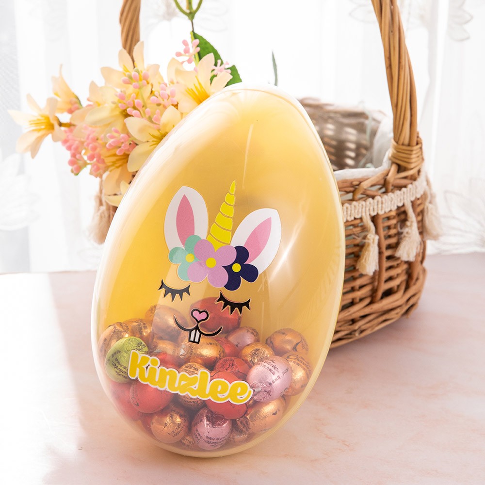Personalized Name Unicorn Easter Egg, Custom Jumbo Egg, Easter Basket Stuffer Filler, Easter Gifts for Family/Kids/Daughter/Niece