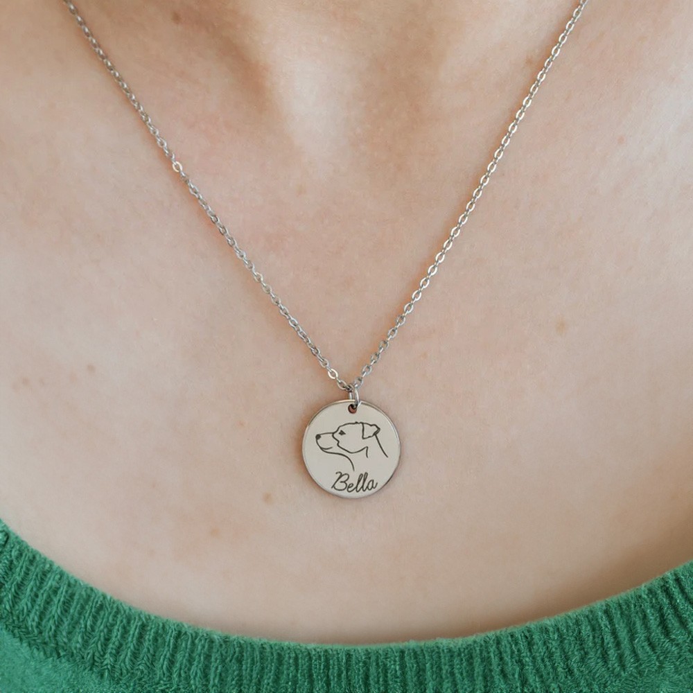 Collier personnalisé avec silhouette de tête d'animal de compagnie