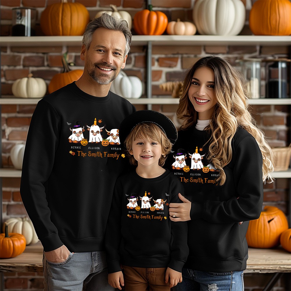 Sweat-shirt d'Halloween avec vaches des Highlands