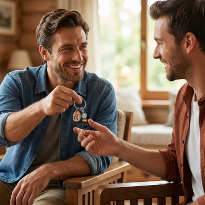 Personlig initialberlock med lyckokristallnyckelring, andlig träbokstäver och helande stenar, väskberlock, födelsedagspresent till bror/vänner/honom