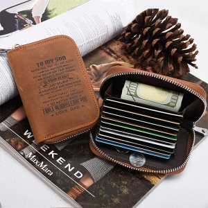 Portefeuille porte-cartes de crédit en cuir personnalisé