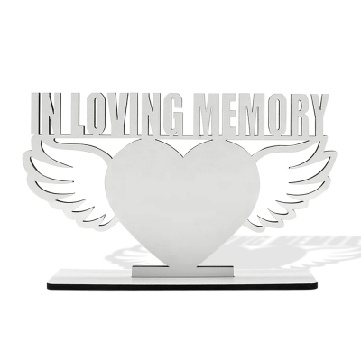 In Loving Memory with Wings Photo Stand, Wood Memorial Stand, Sublimation Wood Blank with Wings, Memorial Gift, Loving Momento