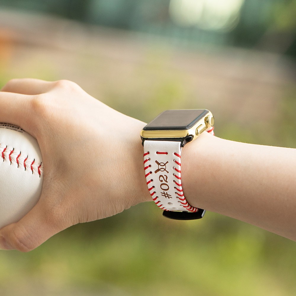 Individuell graviertes Baseball-Uhrenarmband, personalisiertes Uhrenarmband/Armband für iWatch, Softball-Uhrenarmband aus Leder, Monogramm-Uhrenarmband, Geschenk für Ihn