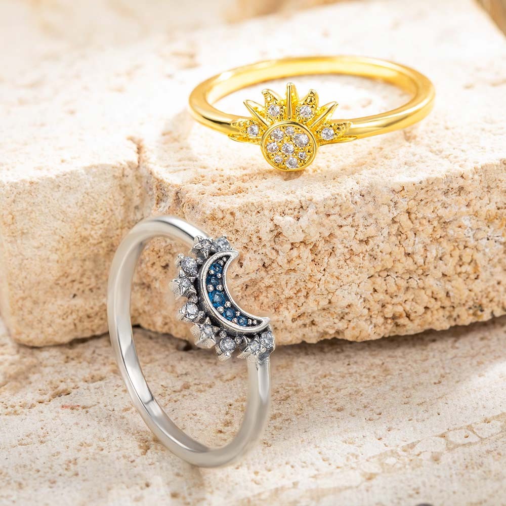 Sun, Moon and Stars Couples Ring Set from Black Diamonds New York