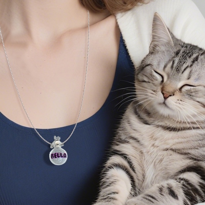 Personalized Pet Remembrance Necklace – Heart-Shaped Glass Fur Keepsake Pendant for Dog or Cat Hair, Personalized Pet Loss Gift