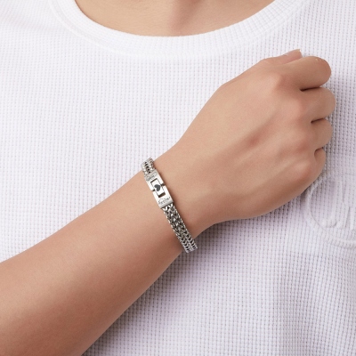 Bracelet personnalisé avec double nom gravé, bracelet à motif personnalisé pour homme, cadeau d'anniversaire/fête des pères/anniversaire de mariage pour couples/mari/amis