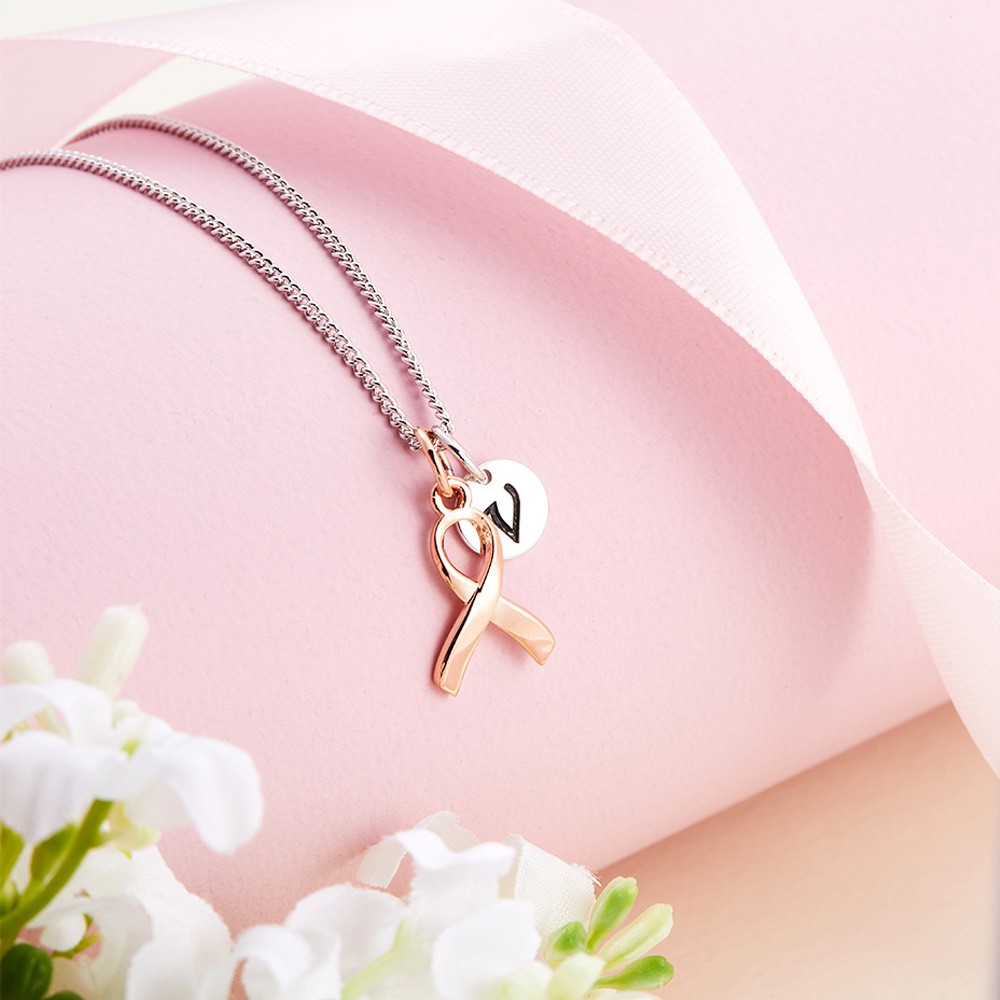Collier personnalisé de survivante du cancer du sein, collier de charme en ruban rose de sensibilisation, bijoux en argent sterling, cadeaux de survivante du cancer pour les femmes