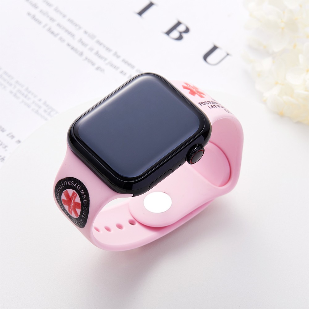 Cinturino in silicone personalizzato per Apple Watch con nome e testo incisi per avviso medico di emergenza, gioiello medico, regalo per uomo/donna/amante dello sport