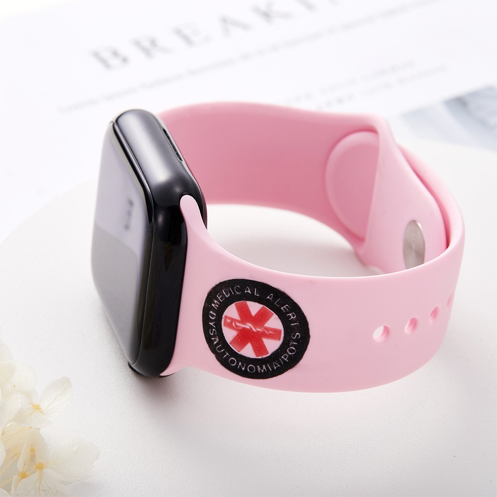 Cinturino in silicone personalizzato per Apple Watch con nome e testo incisi per avviso medico di emergenza, gioiello medico, regalo per uomo/donna/amante dello sport