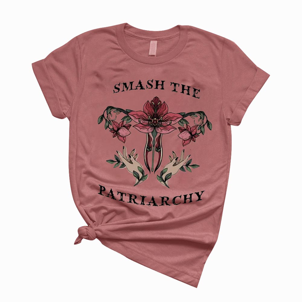 Camiseta Smash the Patriarchy Útero, Camisa Feminista Floral, Camisa Cuide do Seu Próprio Útero, Camisa Direitos Reprodutivos, Camisas Útero para Mulheres