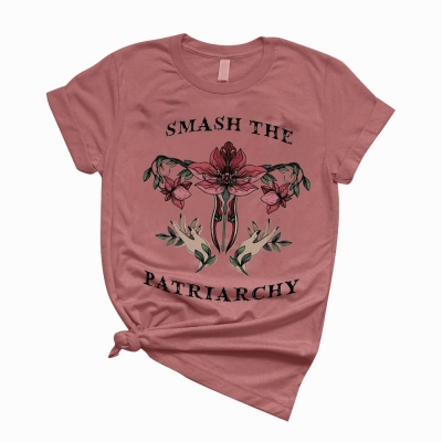 Smash het patriarchaat baarmoeder T-shirt, bloemen feministisch shirt, let op je eigen baarmoeder shirt, reproductieve rechten shirt, baarmoeder shirts voor vrouwen