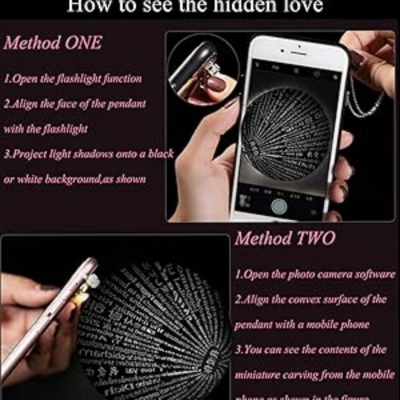 Personalized Photo Engraved Projection Infinity Necklace, I Love You in 100 Languages Picture Inside Jewelry, Anniversary Gift for Mom/Grandma/Couple