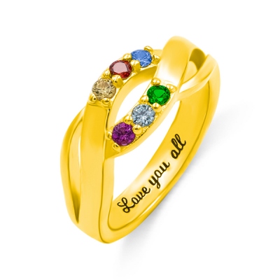 Waves of Love Personalized Birthstone Ring Family Ring