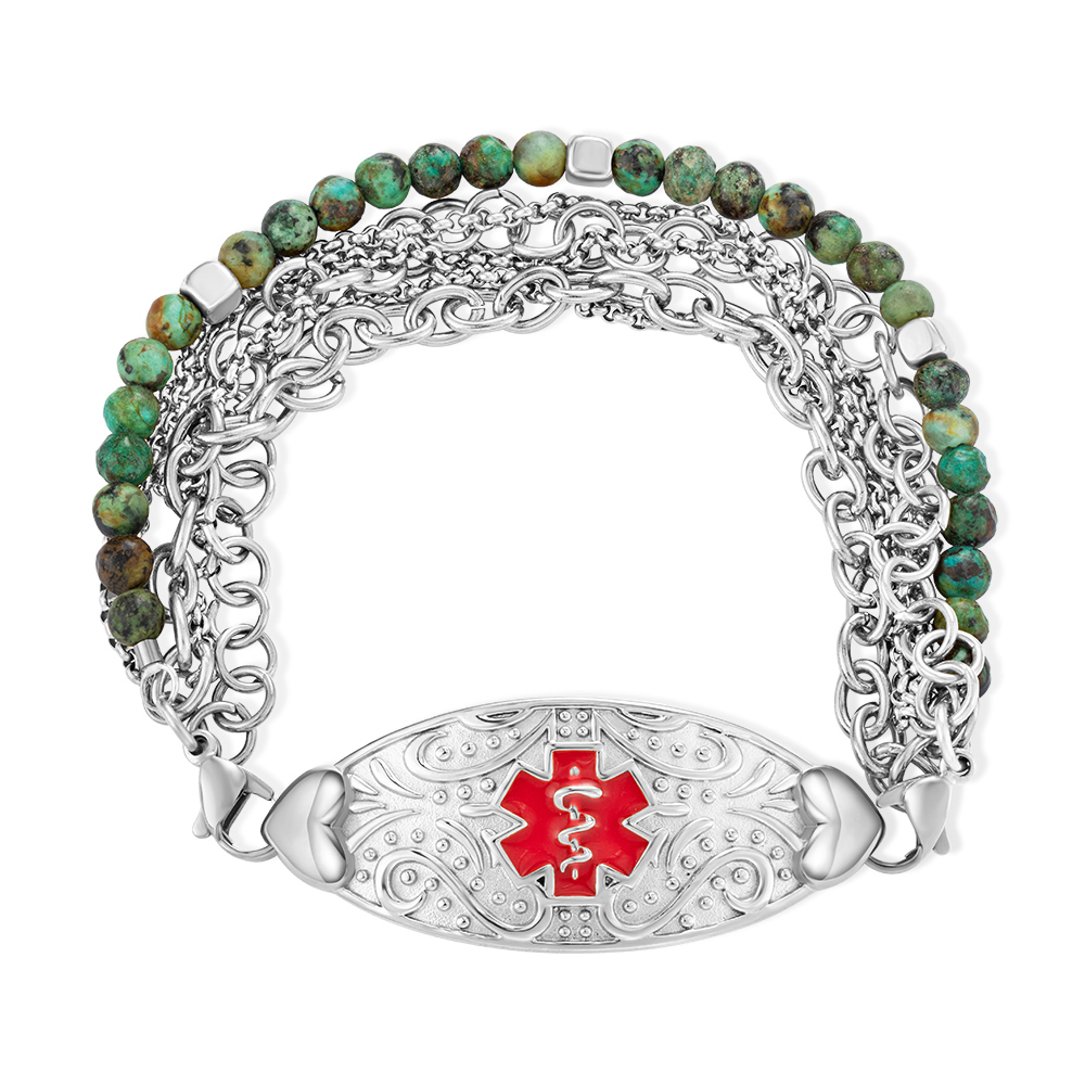 Personalized Medical Alert ID Bracelet – Braided Wristband, Stainless Steel, Free Engraving