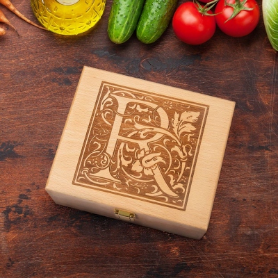 Scatola per ricette in legno di faggio personalizzata, scatola per ricette iniziali, cimelio, scatola di immagazzinaggio, regalo di nozze/regalo per la doccia/regalo per la festa della mamma, regalo per mamma/nonna