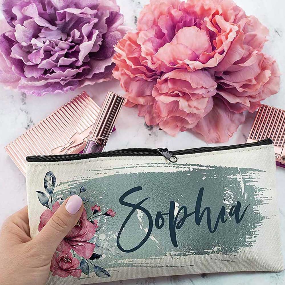 Personalized Makeup Bag for Women, Bridesmaid Proposal Gifts, Custom Monogram Canvas Cosmetic