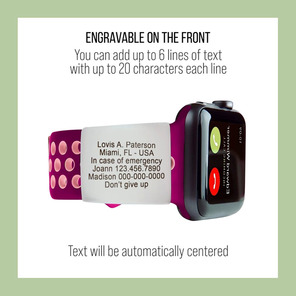 Personalized Medical Alert ID Tag for Watch Band, Fitness Runner’s
