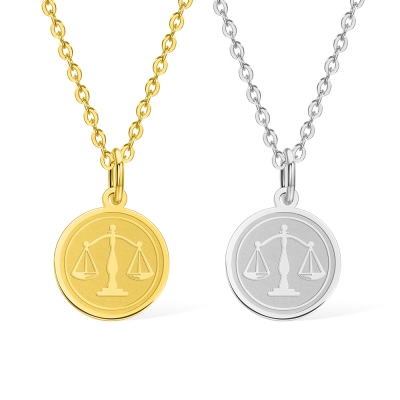Personalized Scale of Justice Necklace, Gold Lawyer Charm, Libra Scales Disc, Birthday/Graduation Gift for Lawyers/Graduates/Friends