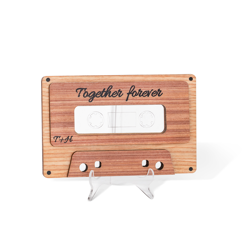 Mixtape moderno personalizado com código QR/Spotify, ornamento de madeira com lista de reprodução personalizada, presente de 5º aniversário para ele, presente para amantes da música