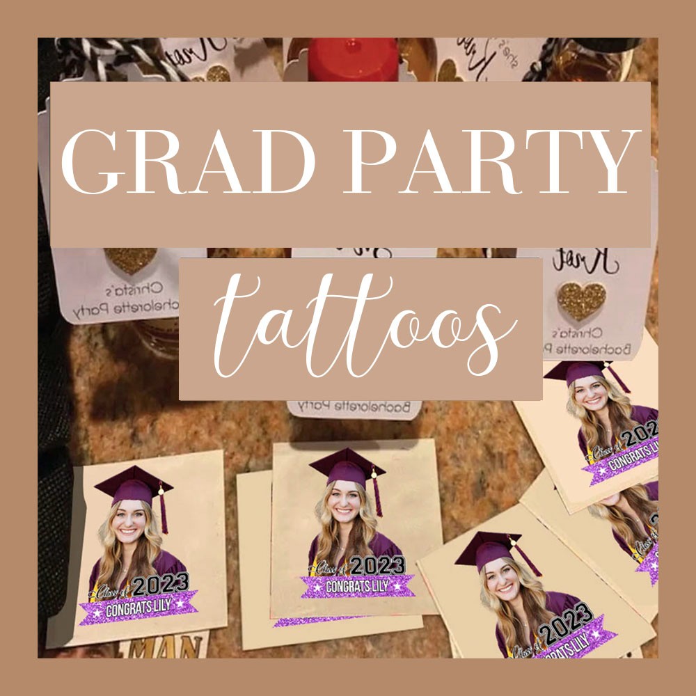 Personalized Photo & Name Glitter Tattoos, Congrats Class of 2023
