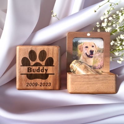 Benutzerdefinierte Haustier-Asche-Box aus Holz, Hunde- und Katzen-Gedenkfell-Andenken, personalisierte Haustier-Asche-Einäscherungsurne, Haustier-Verlust-Beileidsgeschenk für Haustierliebhaber/-besitzer