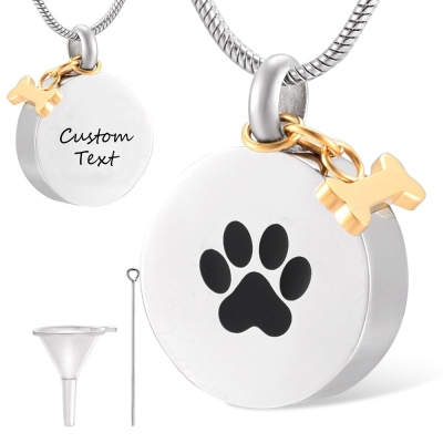 Custom Pet Urn Memorial Necklace, Personalized Dog/Cat Ashes Cremation Jewelry, Ashes Necklace with Free Funnel Kit and Bag, Gift for Pet Owner/Lover