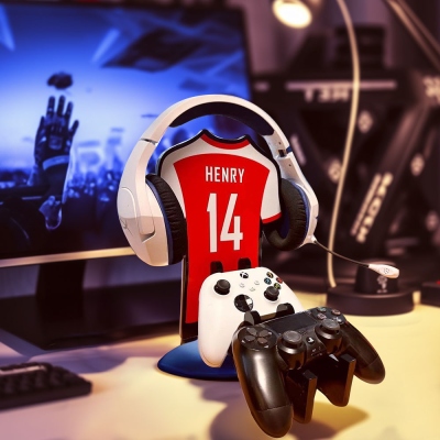 Personalized Jersey-Shaped Headphone & Controller Stand, Custom Acrylic Headset Holder, Gaming Accessories, Gift for Gamers/Sport Lover/Dad/Boyfriend