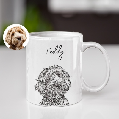Custom Pet Ceramic Mug with Photo and Name, Personalized Pet Portrait Coffee Cup, Birthday/Christmas Gift for Pet Lover/Pet Mom & Dad