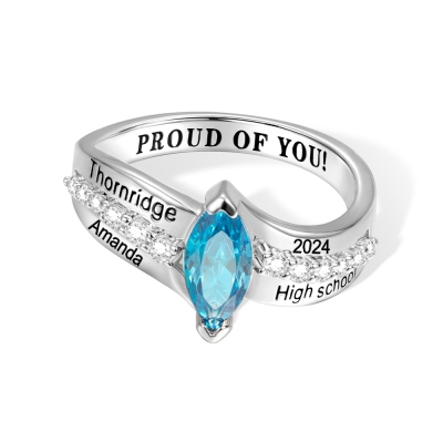 Anello di classe scolastica personalizzato, gioielli per donna, Sterling Silver High School University gioielli ricordo personalizzati, anelli di laurea 2023