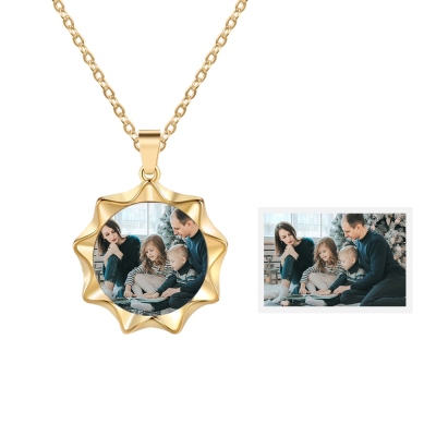 Personalized Photo Dainty Polygon Necklace, Custom Memorial Photo Geometric Silver Necklace, Mother's Day/Birthday Gift for Mom/Grandmom/Her