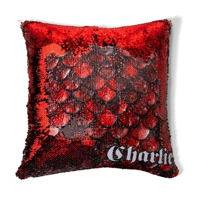 Custom Name Reversible Sequin Decorative Pillow, Hidden Message, Dragon Scale Cushion, Dragon Scale Throw Pillow, Dragon Gift, DND Gift