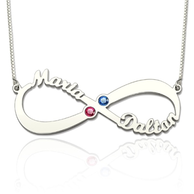 Personalized Infinity Name Birthstone Necklace Sterling Silver