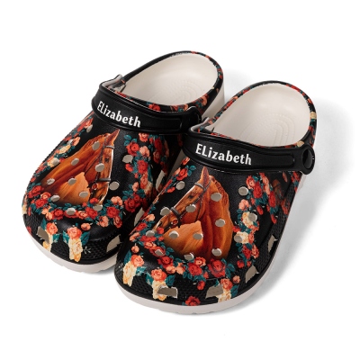 Personalisierte Clogs mit Pferdegesicht, Lustige Western-Cowboy-Mädchen-Hausschuhe für Pferdeliebhaber, Slipper mit Haustierfoto, individuelle Stillschuhe für Frauen/Männer/Kinder