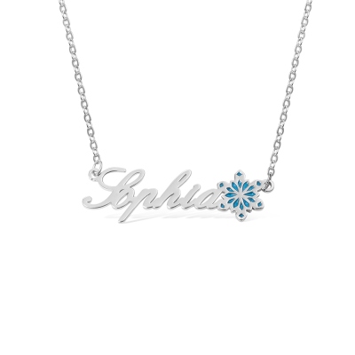 Collier personnalisé avec nom de flocon de neige, pendentif minimaliste en cristal de flocon de neige, bijoux inspirés de l'hiver pour femmes, cadeau d'anniversaire/de Noël pour elle/maman