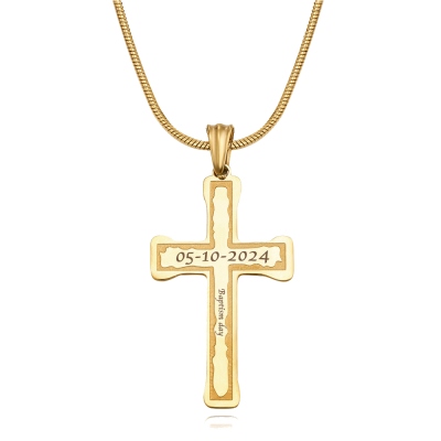 Gepersonaliseerde kruisketting voor mannen, aangepaste naam en tekst Minimalistische christelijke ketting, doop-/dopen-/eerste communiecadeau voor papa/hem/familie/mannen