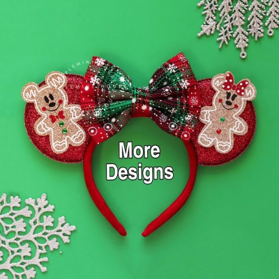 Christmas Gingerbread Mickey Ears Headband, Christmas Minnie Ears, Mouse Ears headband, Christmas Ears, Holiday Ears, Gingerbread