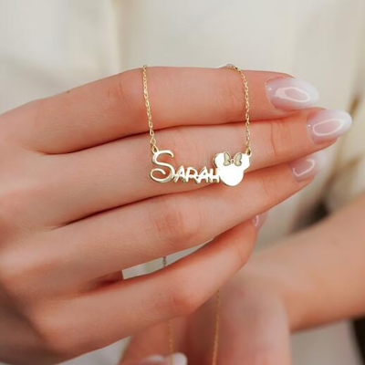 Custom Minnie Mouse Name Necklace, Kids Name Necklace, Personalized Cartoon Name Necklace, Personalized Gift