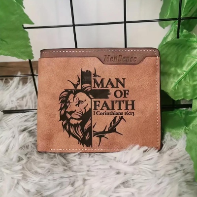 Men's Lion Pattern PU Leather Wallet