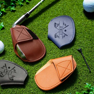 Personalized Name/Letter Leather Golf Iron Head Cover, Golf Club Cover, Golf Accessory, Birthday/Father's Day Gift for Dad/Husband/Golfing Lovers