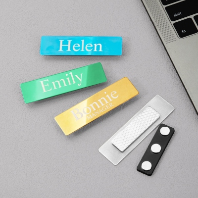 Personalized Name Tag Badge with Magnetic Backing, Employee Metal ID Tag Name Badge for Office/Restaurant/Coffee Shop, Gift for Employees/Coworkers