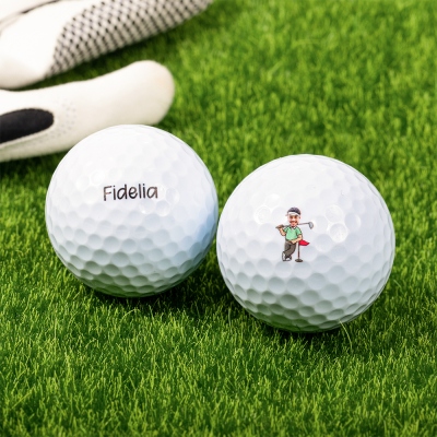 Personalized Name & Photo Cartoon Golf Balls, Golf Accessories, Birthday/Anniversary/Father's Day/Wedding Gifts for Golf Lovers/Dad/Husband/Groomsmen