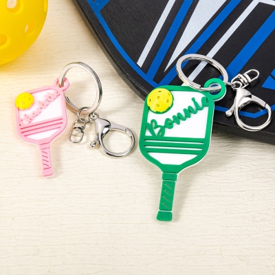 Personalized Pickleball Paddle Shape Keychain with Name, 3D Printed Pickleball Bag Tag, Backpack Accessory, Gift for Pickleball Lovers/Players