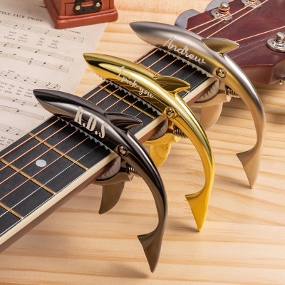 Personalized Shark Guitar Capo, Custom Name Engraved Metal Shark Capo, Guitar Accessories, Birthday/Christmas Gift for Music Lovers/Guitarists