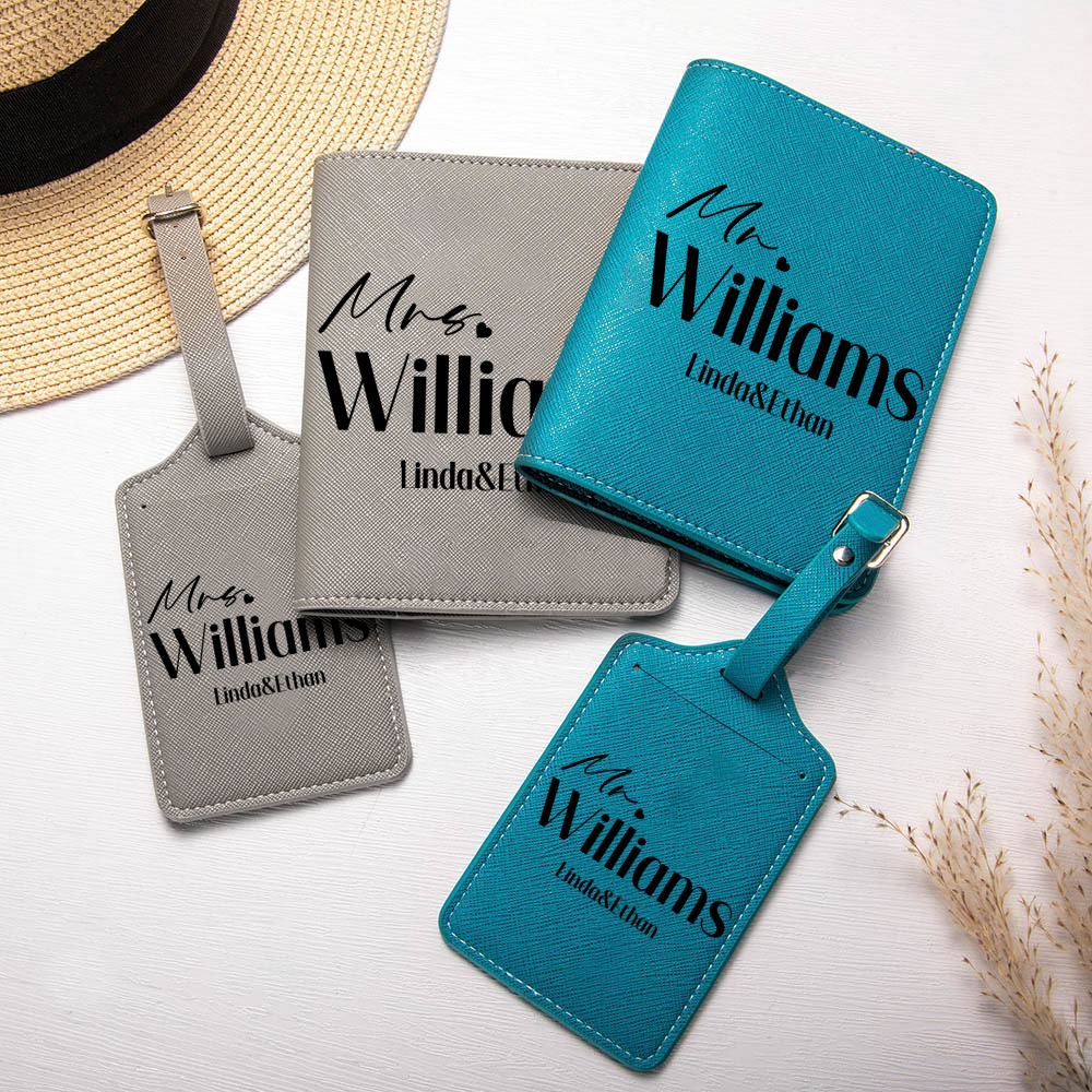 thumbnail image 2 of Personalised Mr & Mrs Passport Covers Mr/ Mr, Mrs/mrs Holders Marble PU Vegan Leather, Wedding 2 of 12