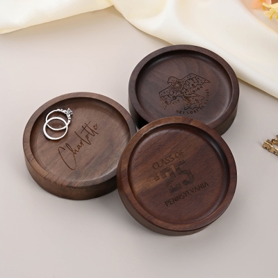 Personalized Engraved Walnut Jewelry Tray, Wooden Ring Storage Tray, Graduation Keepsake, Birthday/Anniversary/Graduation Gift for Her/Family/Friends